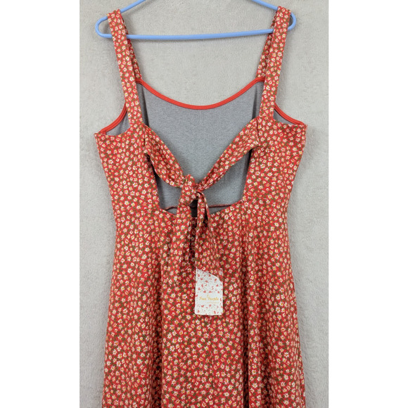 Free People Red Floral Midi Dress - Picture 5 of 8